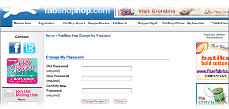 Member Area Change My Password