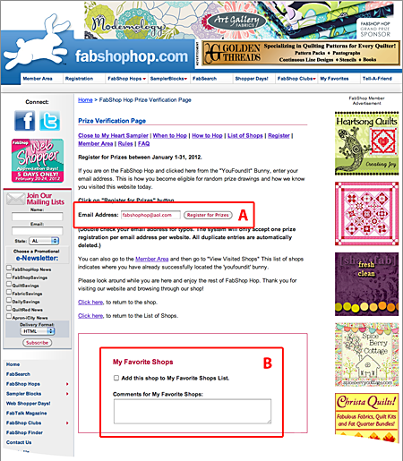 FabShop Hop Prize Verification
